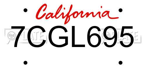 7CGL695 California License Plate