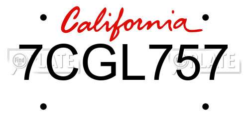 7CGL757 California License Plate