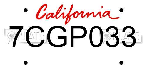 7CGP033 California License Plate