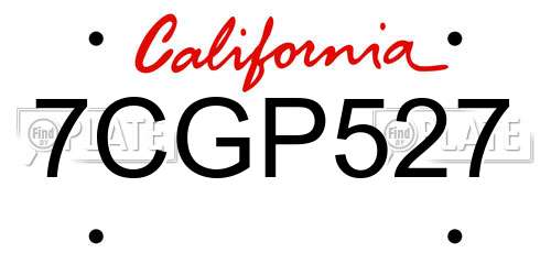 7CGP527 California License Plate