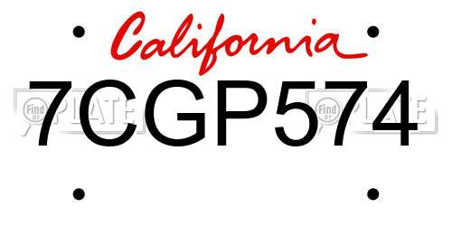 7CGP574 California License Plate