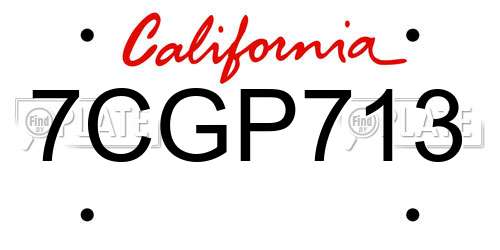 7CGP713 California License Plate