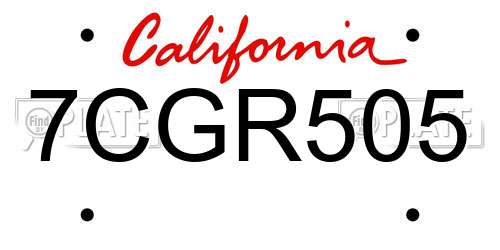 7CGR505 California License Plate