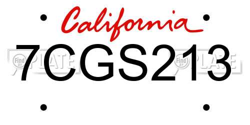 7CGS213 California License Plate