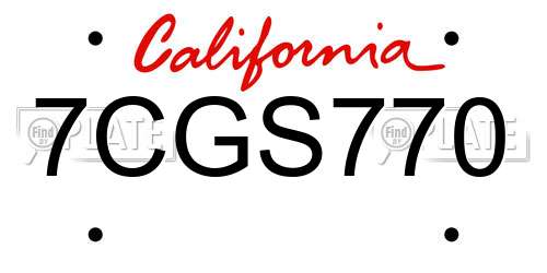7CGS770 California License Plate