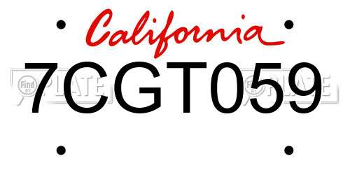 7CGT059 California License Plate