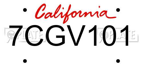 7CGV101 California License Plate