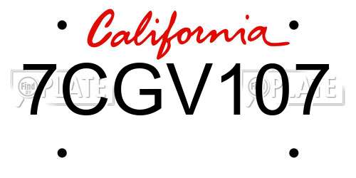 7CGV107 California License Plate