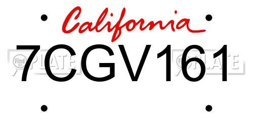 7CGV161 California License Plate