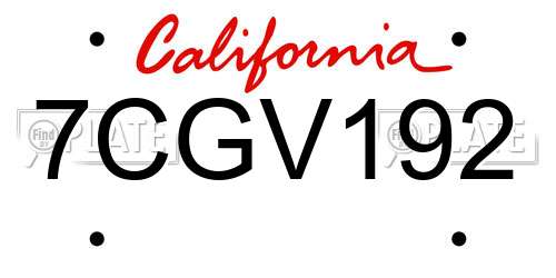 7CGV192 California License Plate