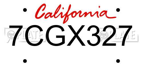 7CGX327 California License Plate