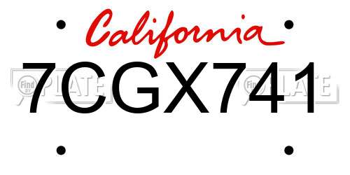 7CGX741 California License Plate