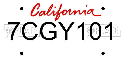 7CGY101 California License Plate