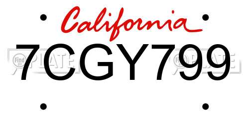 7CGY799 California License Plate