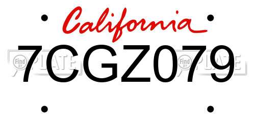 7CGZ079 California License Plate