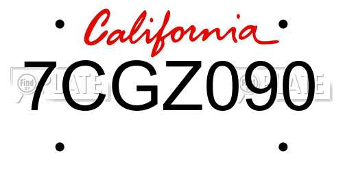 7CGZ090 California License Plate