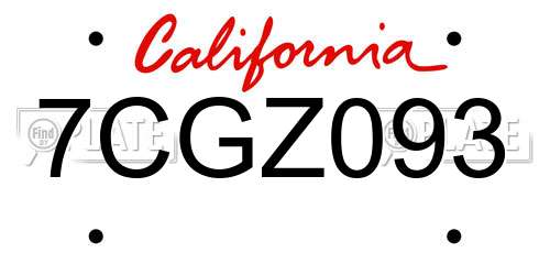 7CGZ093 California License Plate