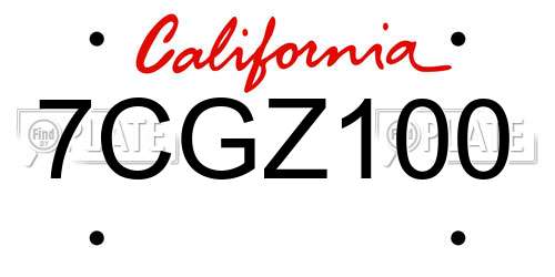 7CGZ100 California License Plate