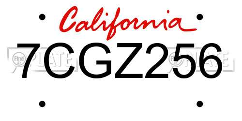 7CGZ256 California License Plate