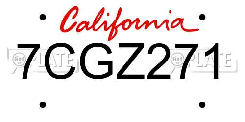 7CGZ271 California License Plate