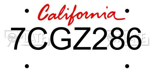 7CGZ286 California License Plate