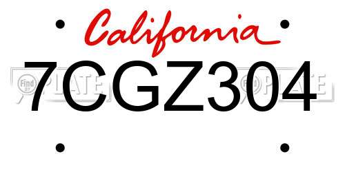 7CGZ304 California License Plate