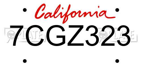 7CGZ323 California License Plate