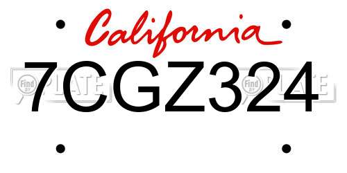 7CGZ324 California License Plate