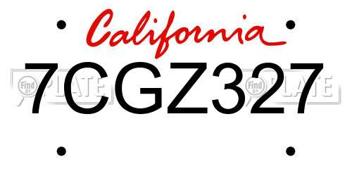 7CGZ327 California License Plate