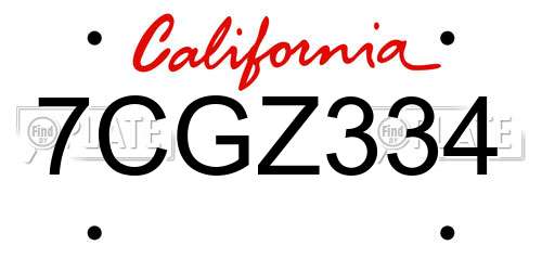7CGZ334 California License Plate