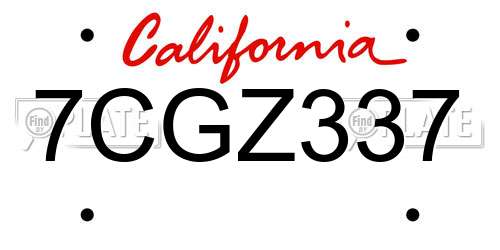 7CGZ337 California License Plate