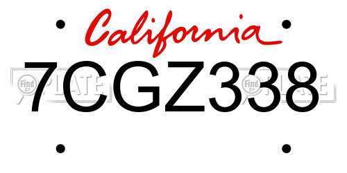 7CGZ338 California License Plate
