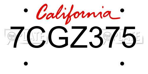 7CGZ375 California License Plate