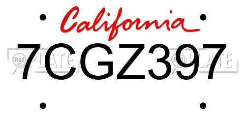 7CGZ397 California License Plate