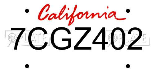 7CGZ402 California License Plate
