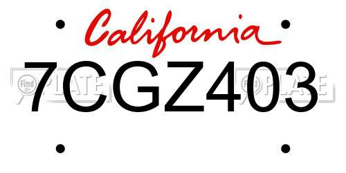 7CGZ403 California License Plate