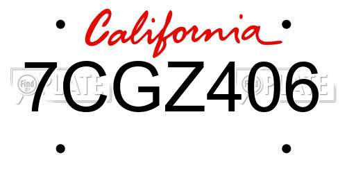 7CGZ406 California License Plate