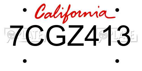 7CGZ413 California License Plate