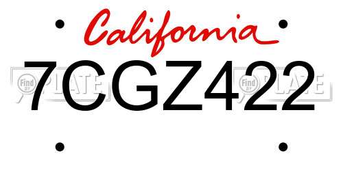 7CGZ422 California License Plate