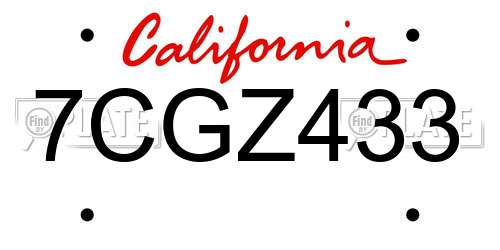 7CGZ433 California License Plate