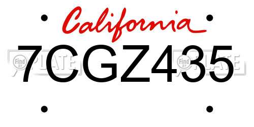 7CGZ435 California License Plate