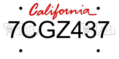 7CGZ437 California License Plate
