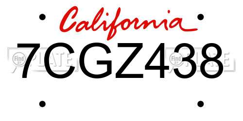 7CGZ438 California License Plate