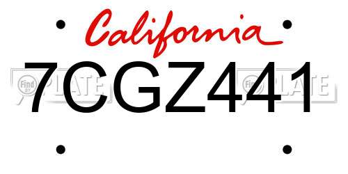 7CGZ441 California License Plate