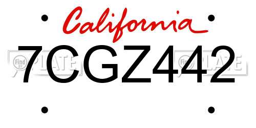 7CGZ442 California License Plate