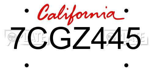 7CGZ445 California License Plate