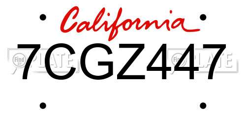 7CGZ447 California License Plate