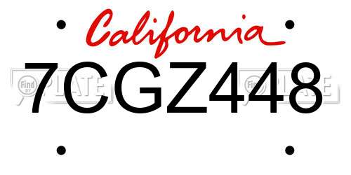 7CGZ448 California License Plate