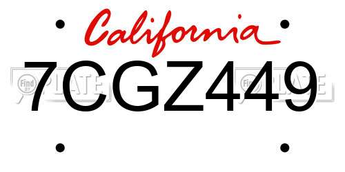 7CGZ449 California License Plate