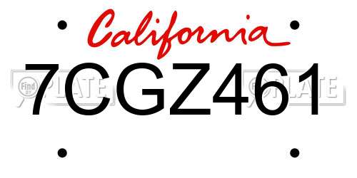 7CGZ461 California License Plate